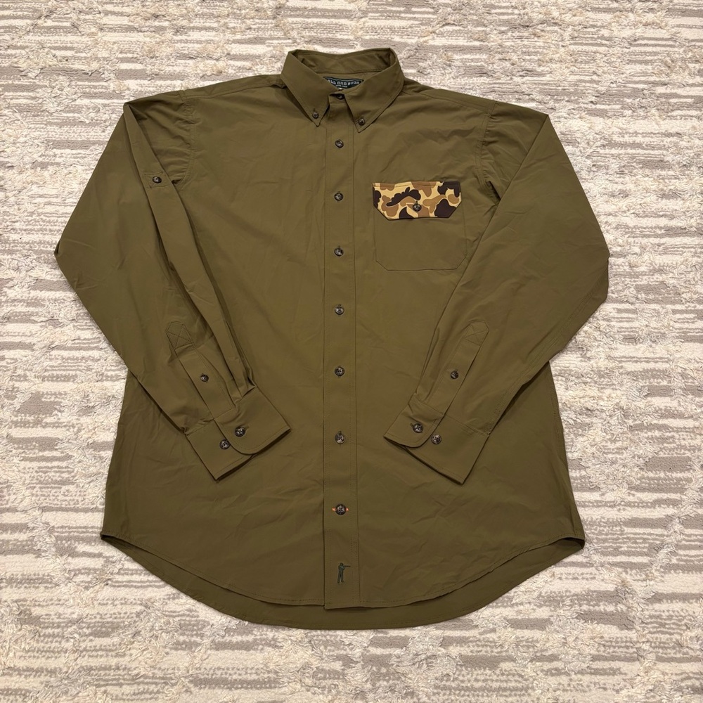 Ball And Buck Active+ Field Shirt Mens Medium Long Sleeve Olive Camo Tech Vent